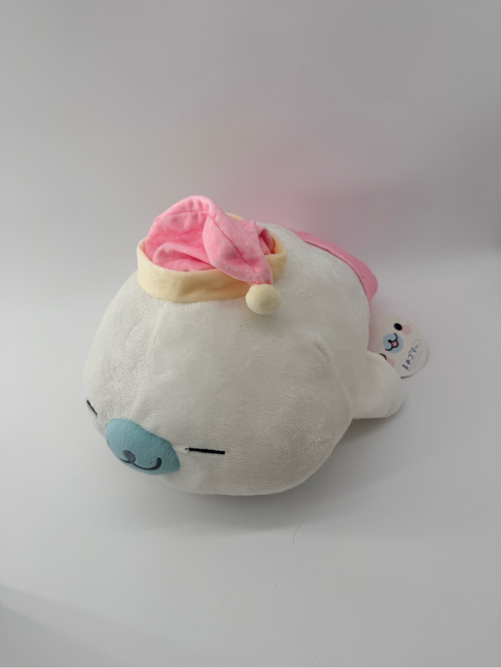 White Seal Plush with Pink Nightcap - Cozy Kids Stuffed Animal